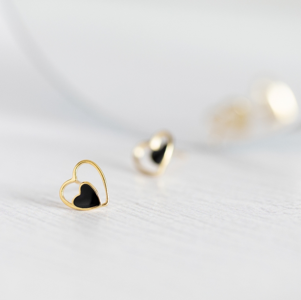 Petite Heart Studs - Only 4 left! - Picture 3 of 6